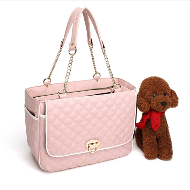 Fashion Dog Carrier Handbag for Puppy with 2 Super-Large Pockets, Holds Up to 10lbs PU Leather Pet Carrier, Cat Carrier, Airline Approved Puppy Purse 