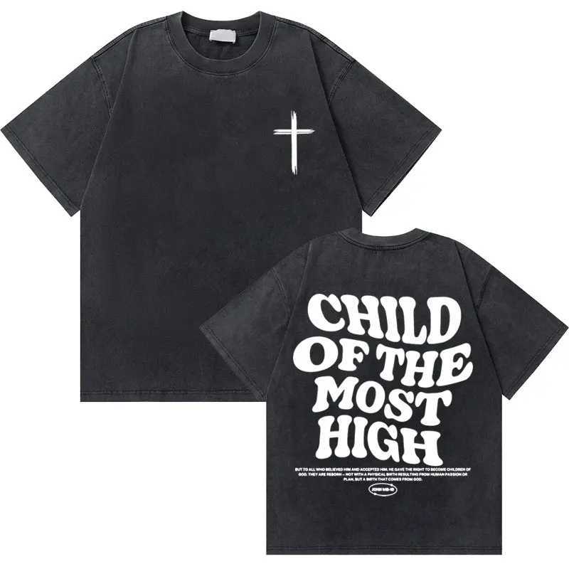 Washed Vintage Christian Jesus Good News God Loves You Bible Verse Graphic T-shirts Men Women Fashion Casual Oversized T Shirt X2503131