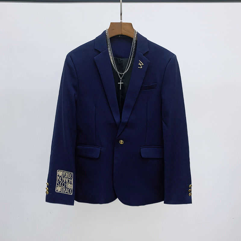 Men's Suits Cuff embroidered suit Fall trend slim suit jacket Men's casual youth single coat Q250213