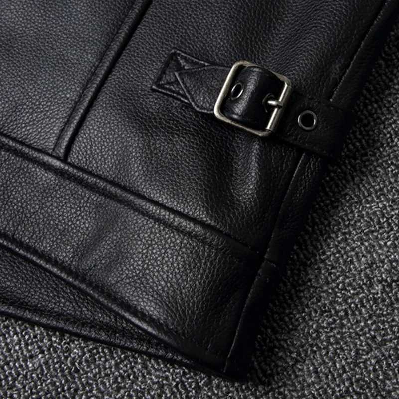 Mens Classic Pure Cowhide Multi-pocket Winter Motorcycle Style Plus Size Leather Jacket X250213