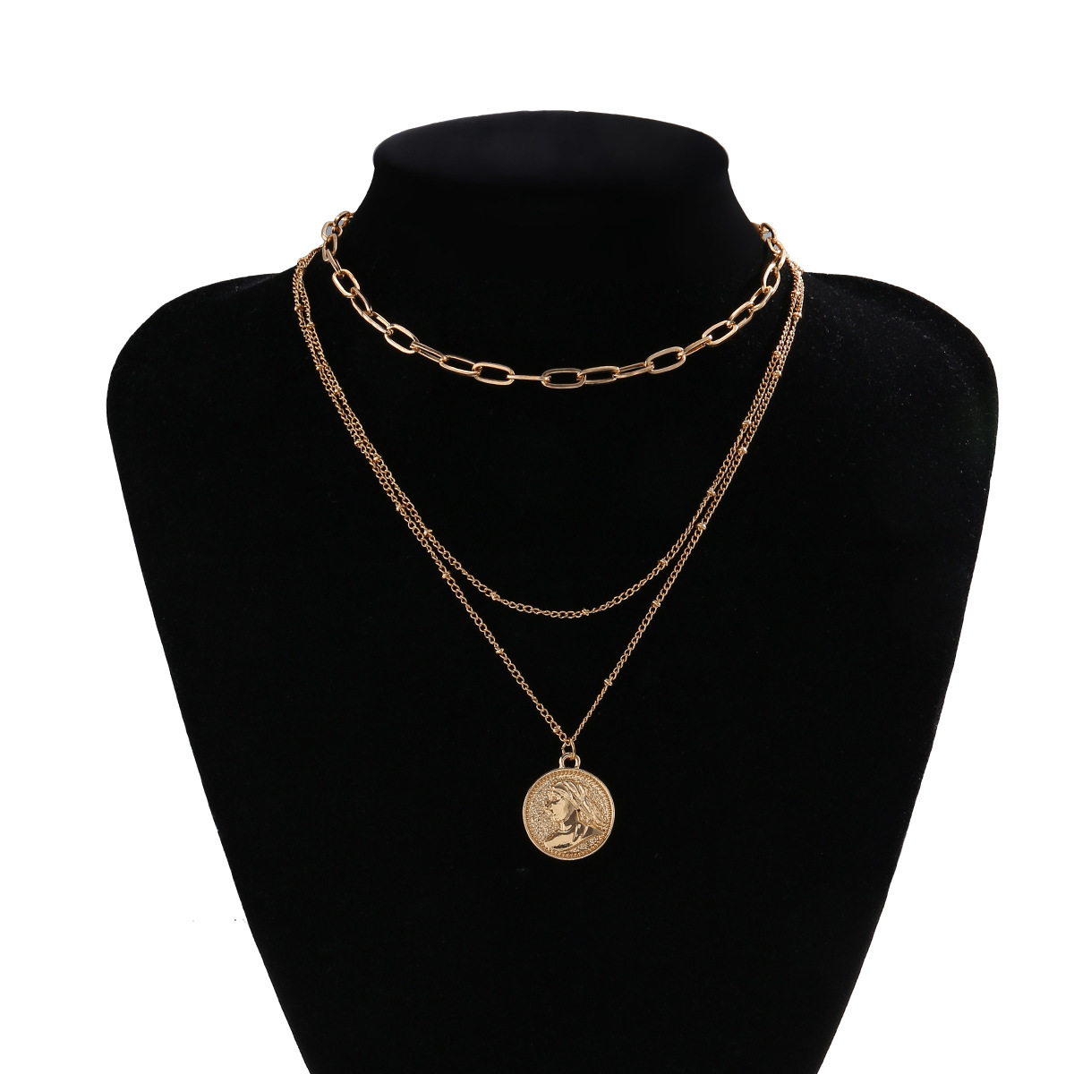 designer Creative Accessories Punk Portrait Chain Necklace Women's Simple Alloy Set Metal fashion Jewelry