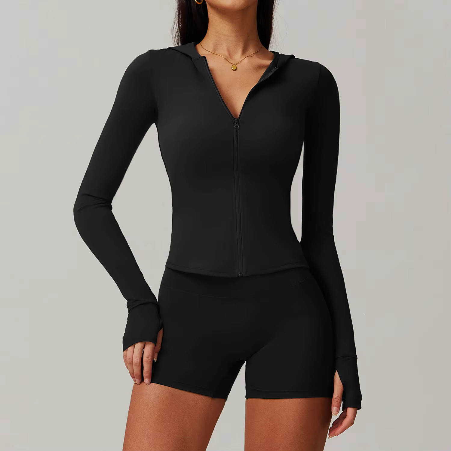 2025 New Zipper Buff Tight Long-Sleeved Sports Coat Women's Running Fiess Breathable Stretch Yoga Suit Slim Soft Top