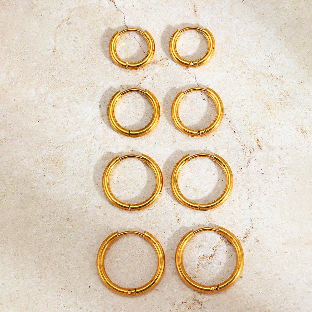 Stainless Steel Earrings 4Pairs8Pcs Scriptures Simpler Smooth Circle Suits Small Hoop For Women Jewelry Fashion Gifts 250210