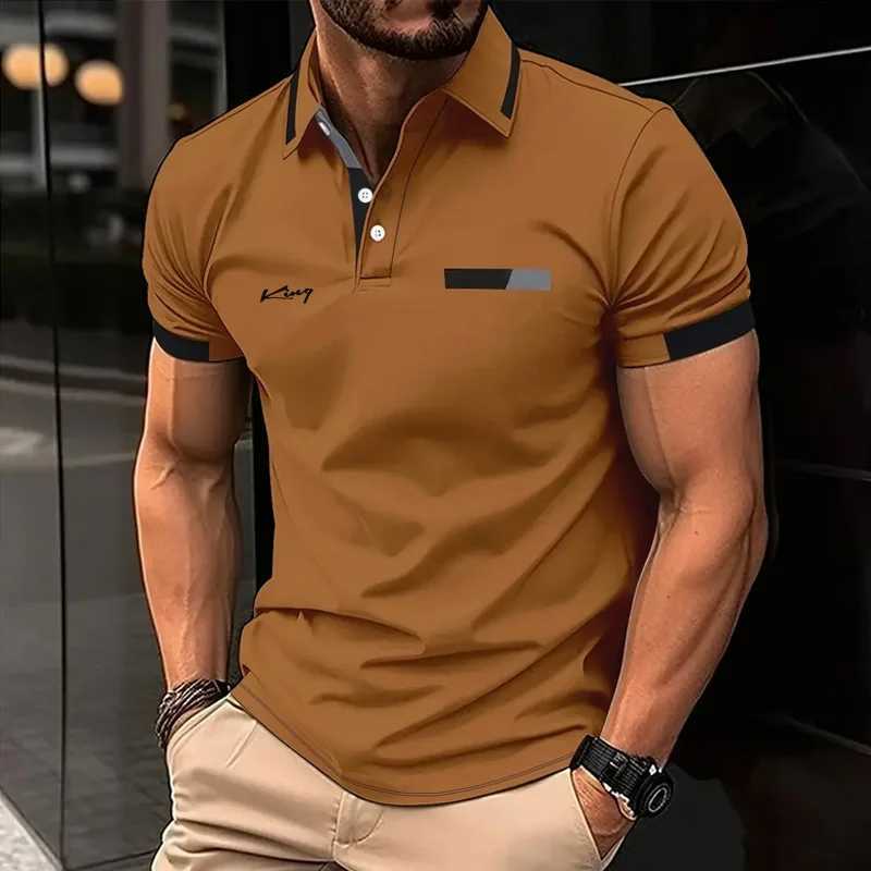 Color Block Mens Striped Short Sleeve Lapel Polo Shirt For Summer Outdoor Mens Clothing X250213