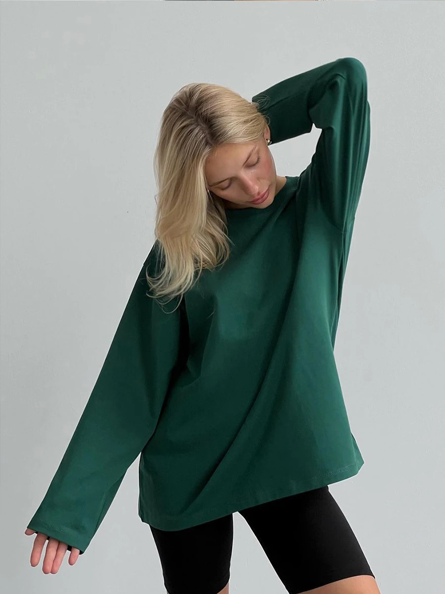 Hirssionsan Basic O-neck 100% Cotton T-shirt for Women Loose and Large Zipper Fashion Custom T-shirt for Women Top for Women Dress in 11 Colors 250208