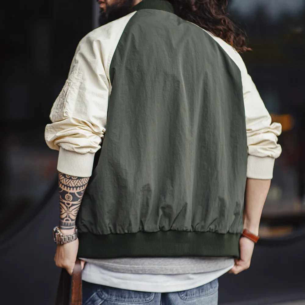 Maden retro contrasting color MA1 bomber jacket short zipper pocket baseball jacket mens spring and autumn casual jacket X250213