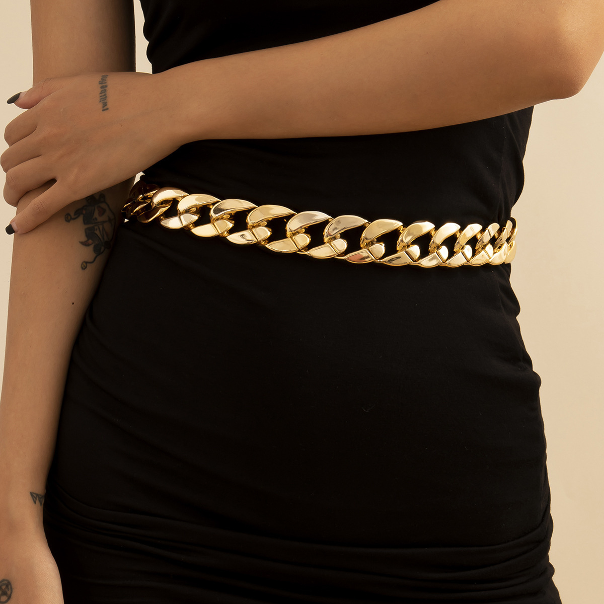 Jewelry punk hip-hop exaggerated body simple single layer thick dress accessory fashion Woman waist chain