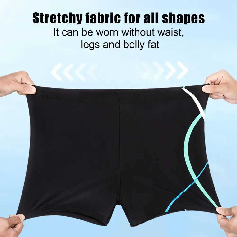 Mens Shorts Elastic Slim Fit Printed Mid Waist Bathing Boxers Surfing Water Sports Swimming Trunks Swimwear Z260314