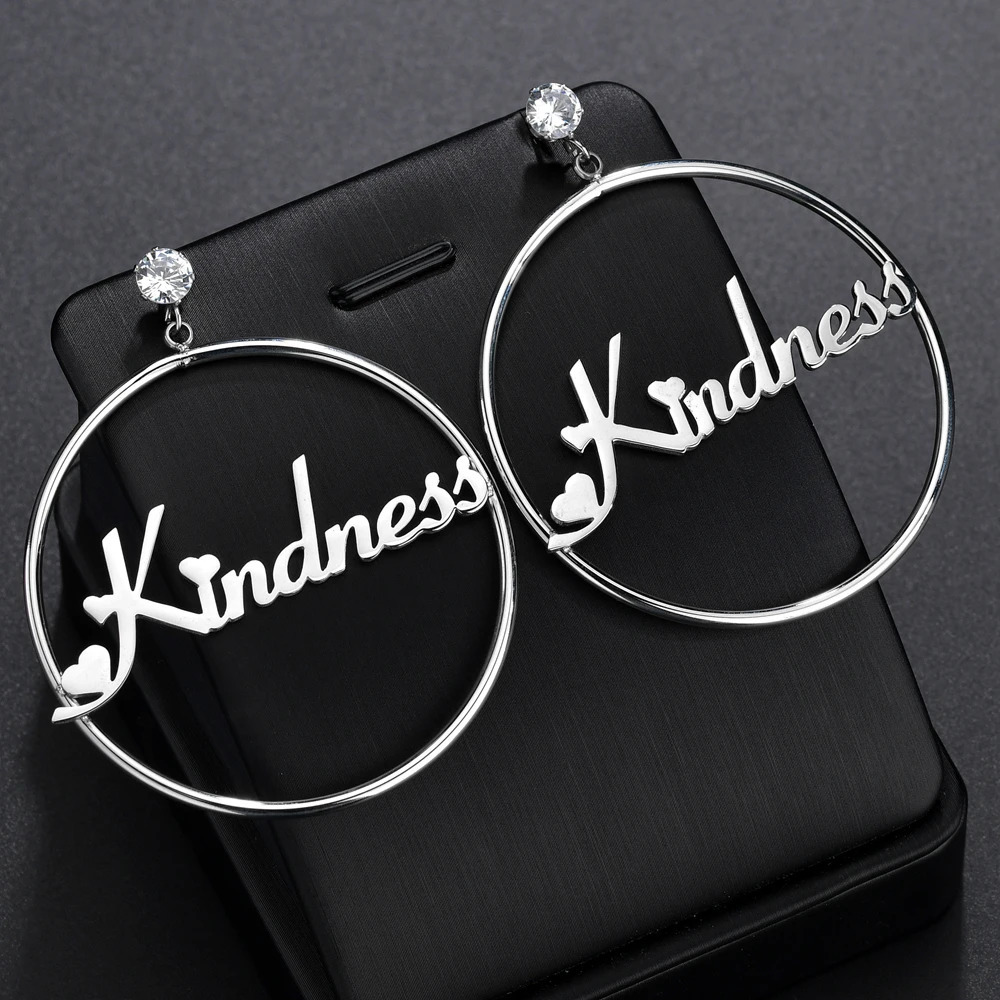 Atoz Personalized Name Stainless Steel Letter Earrings For Women 3 Color Custom Cricle Weddings Party Jewelry 250114