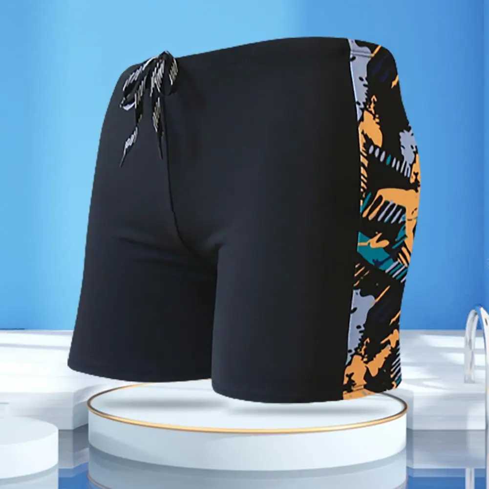 Swimwear Swimsuit Mid-rise Elastic Waistband Inner Drawstring Mens Adult Hot Spring Swimming Trunks Beachwear Z260313
