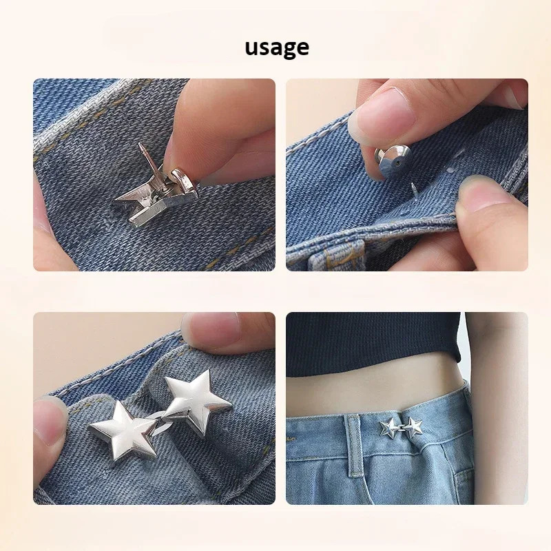 Mental Star Belt Adjustable Seamless Invisible Waistband Buckle Jeans Waist Tightening Tool Fashion Decoration Accessory 250114