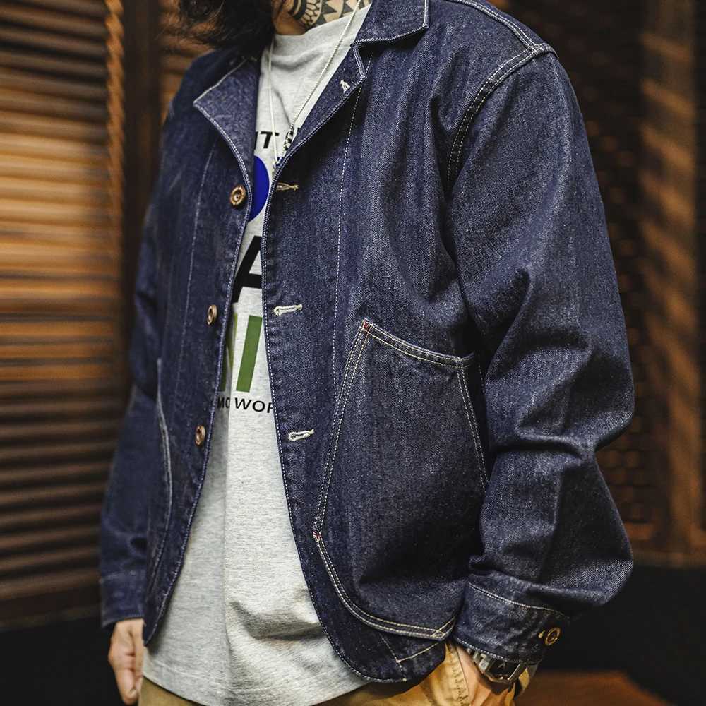 Maden Retro Washed Denim Cowboy Jacket Lapel Collar Single-row Buttons Pockets Jacket Versatile Outerwear for Spring and Fall X250213