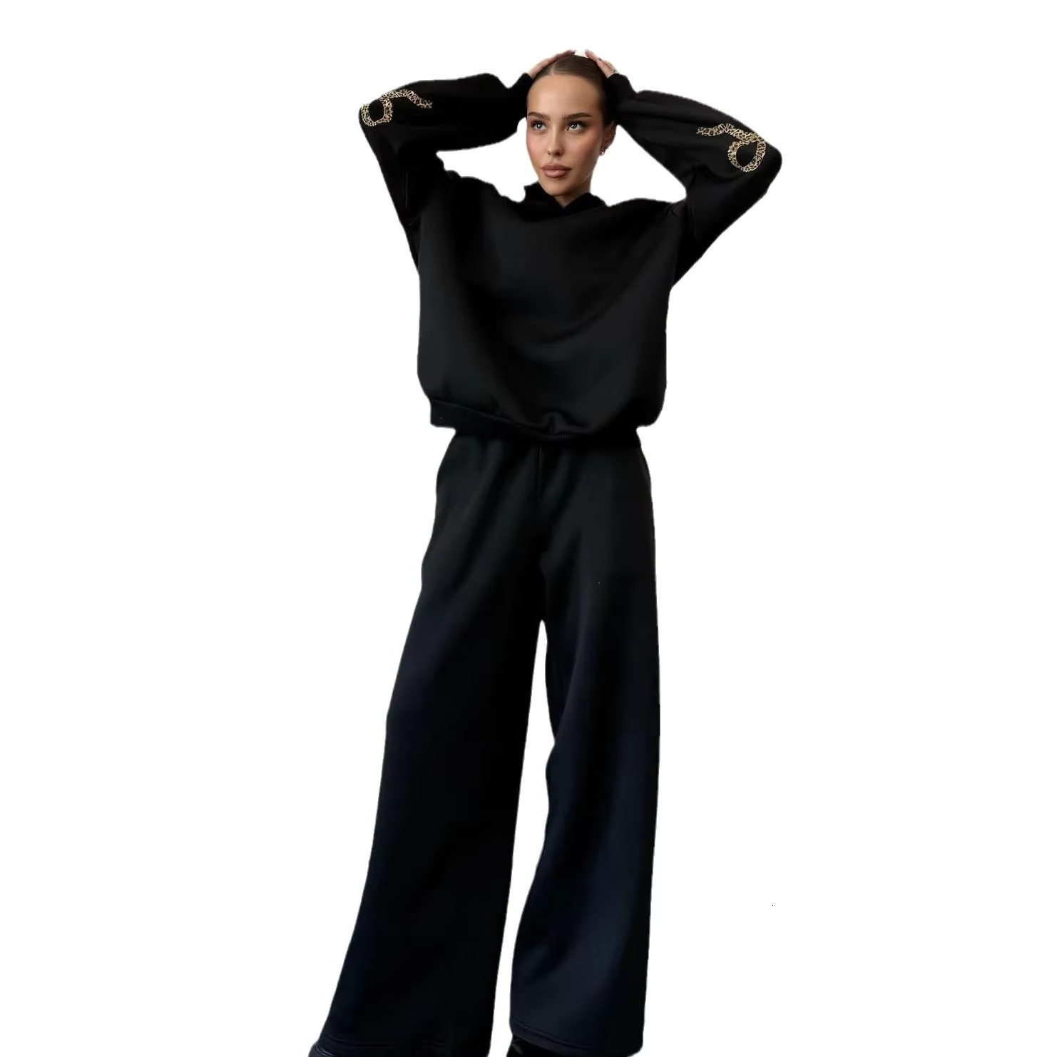 Trendy Bow-Design Sweatshirt Set For Women - Chic & Stylish Autumn/Winter Two-Piece Outfit