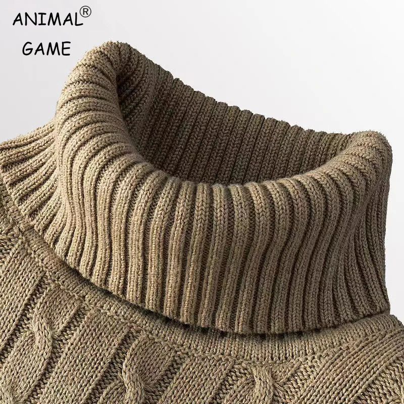 Turtleneck Sweater Casual Mens Rollneck Knitted Sweater Keep Warm Men Jumper Woolen Sweater 250208