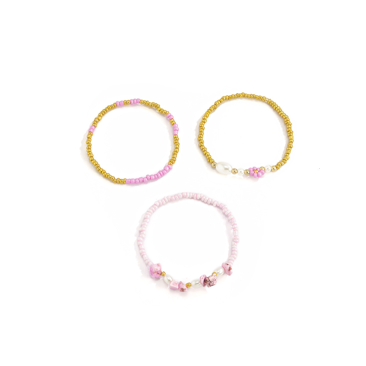 fashion Jewelry minimalist splicing rice bead bracelet, female ethnic style small daisy imitation designer pearl bracelet