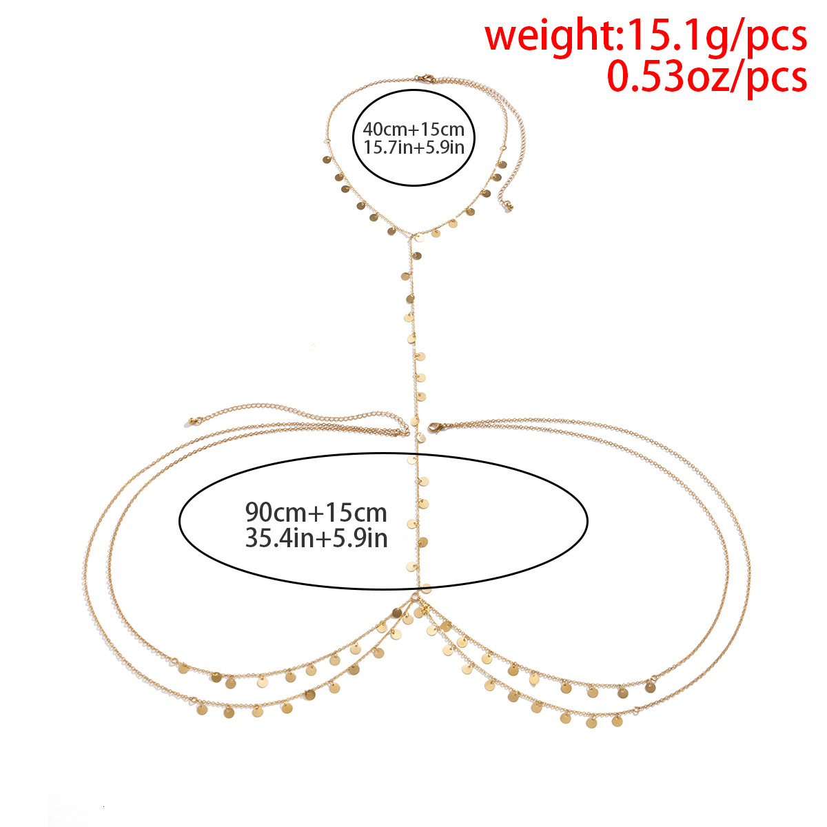Woman fashion Jewelry multi-layer sequin tassel bikini body sexy metal chest chain women's necklace