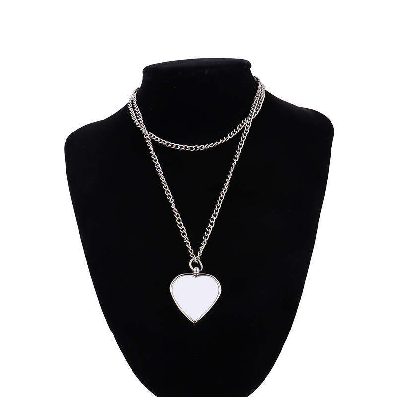 Flat chain heat transfer printed couple's ashes box heart-shaped pendant Valentine's Day necklace