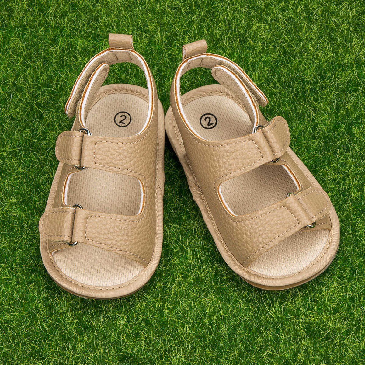 Sandals Summer new style 0-1 year old baby sandals with anti slip rubber sole learning to walk exposed toe Velcro sandals baby shoes H250212