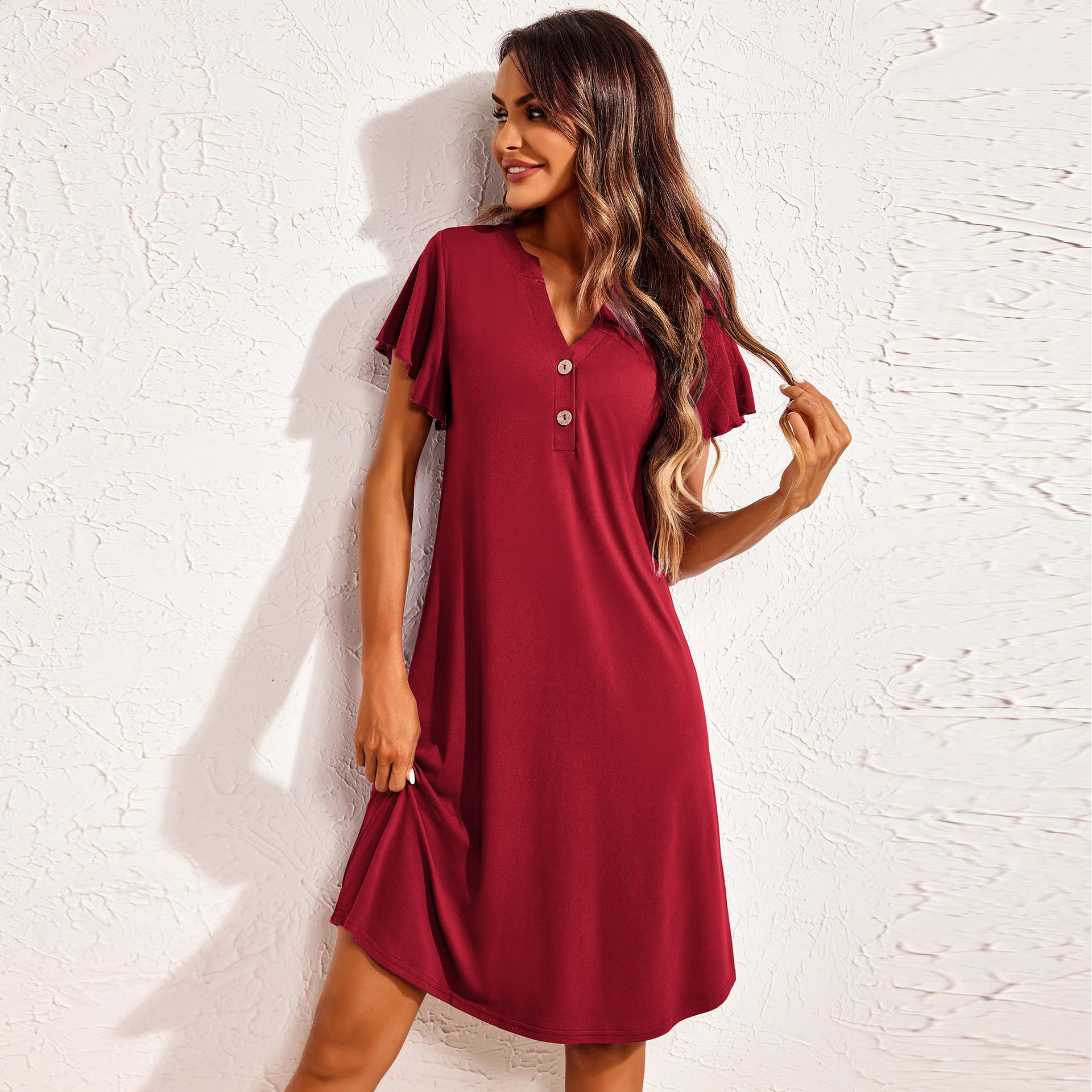X144-Spring and summer European and American ladies' home clothes nightdress modal short-sleeved foreign trade home pajamas dress