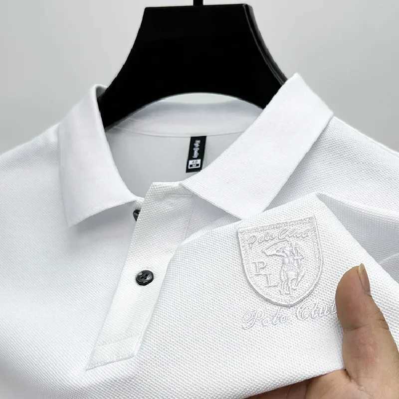Light Luxury brand lapel mens short sleeved high-quality summer clothing fashionable shield embroidery mens T-shirt fashionable polo shirt X250213