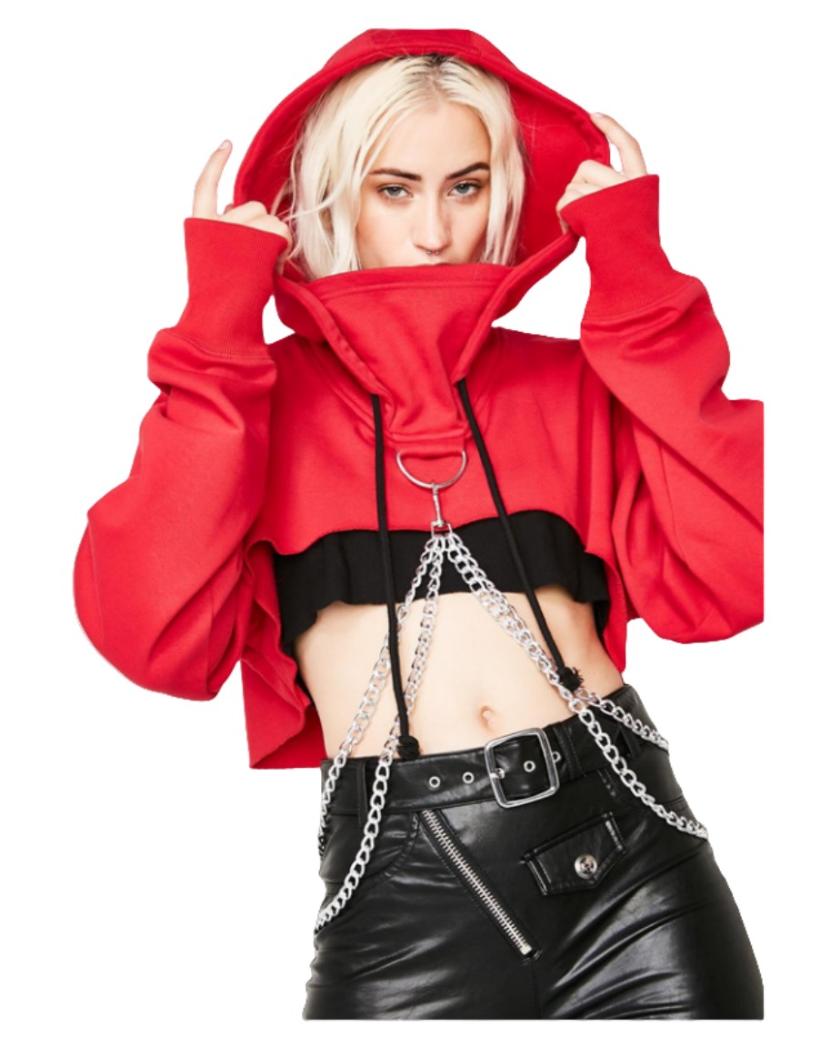 Women's Hoodies Hoodies Sexy Gothic Punk Chain Crop Top Hooded Pullover Sweatshirt Cosplay Casual Tops