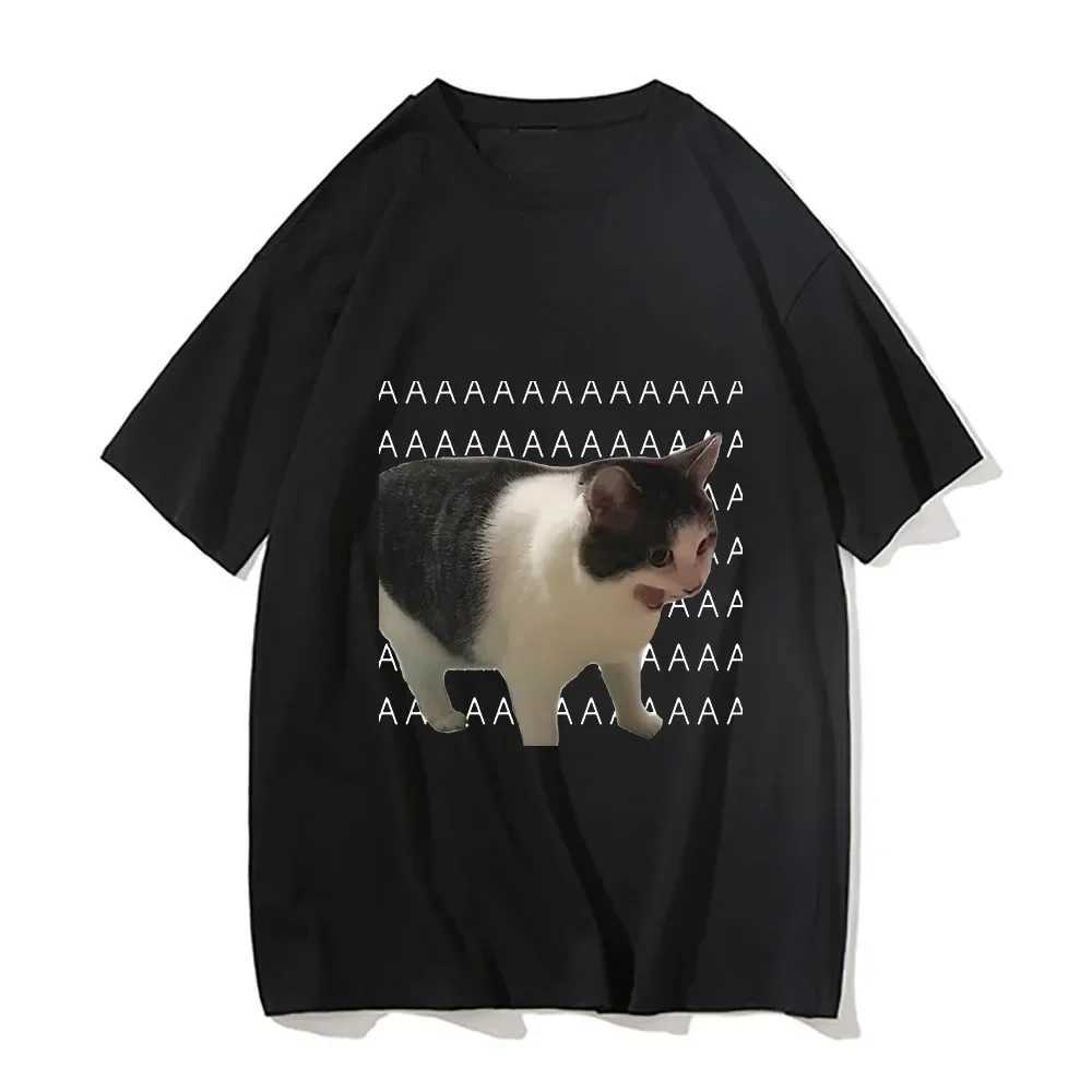 Funny Meme Sad Crying Cat Printed Women Men Casual T-Shirt Summer Harajuku T Shirts Casual Fashion Ts Clothes Short Slve X250213