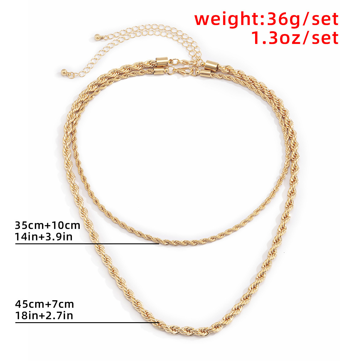 designer Jewelry Hip Hop Simple Geometry Fried Dough Twists Chain Personalized Street Shot Double Layer Metal Set Woman Necklace