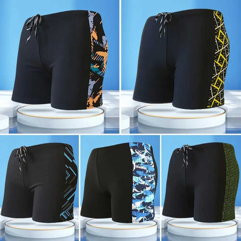 Swimwear Swimsuit Mid-rise Elastic Waistband Inner Drawstring Mens Adult Hot Spring Swimming Trunks Beachwear Z260314