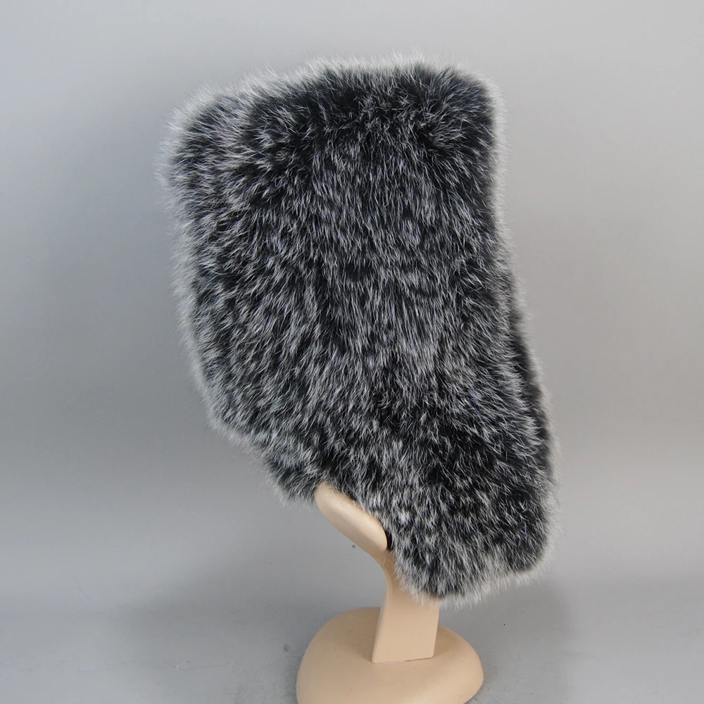 Fashionable Genuine Large Female Fur Hat Hood Volume Hats For Women Winter Warm Novelty Knitted Scarf 250118