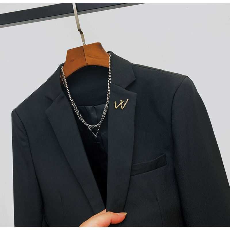 Men's Suits Cuff embroidered suit Fall trend slim suit jacket Men's casual youth single coat Q250213