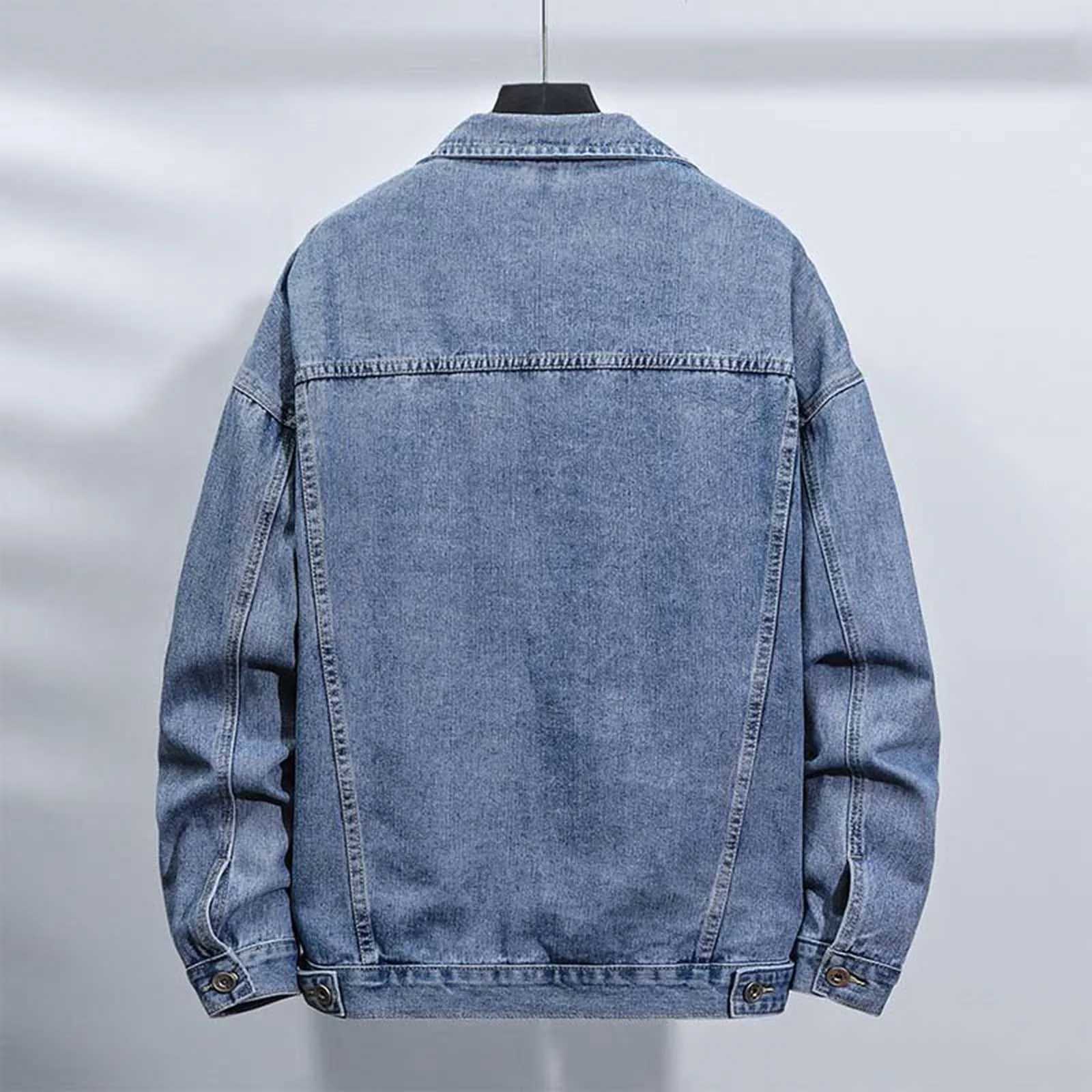 Blue Denim Jacket Mens Casual Retro Jeans Jacket Korean Style Turndown Collar Jeans Coat Fashion Leisure Streetwear Punk Simple X250213