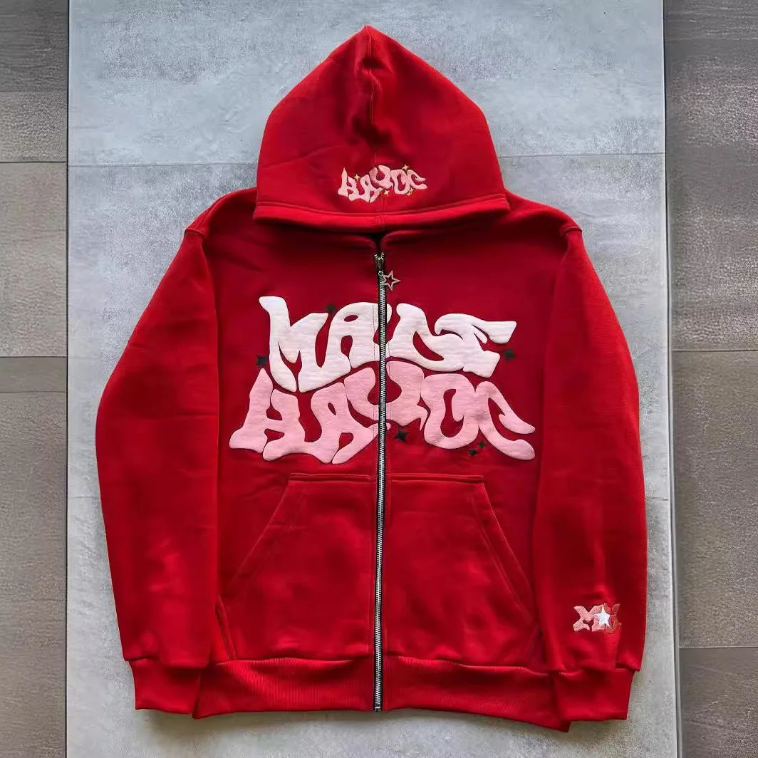 Retro Star and Letter Printed Zipper Hoodies 2025 Spring Autumn Harajuku Y2K Women and Men Fashion Hip Hop Long Sleeve Hooded 250213