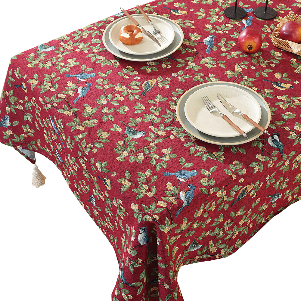 Retro Romantic Dining Fabric Coffee Rectangular Dwe74 Jacquard Tablecloth Pastoral Decorative Cover Cloth
