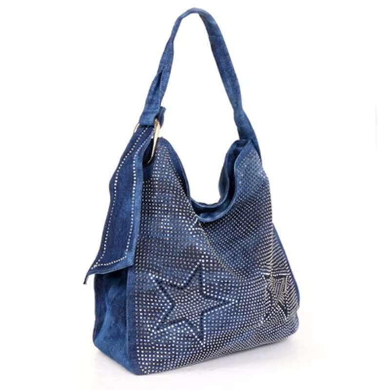 Ipinee Large Capacity Purses And Handbags Designer Female Denim Shoulder Crossbody Bags For Women