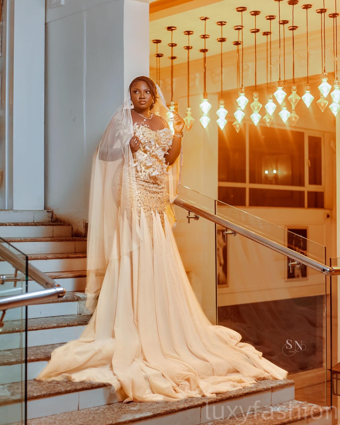 Aso Ebi 2025 Champagne Illusion Mermaid Prom Dresses Florals Beaded Chiffon Evening Formal Party Second Reception Birthday Gowns Dress For Special Occ