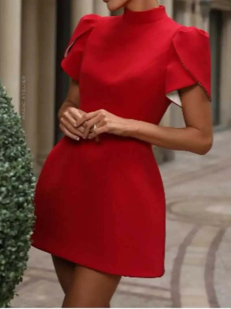 Elegant Womens White Bow Hollow Out Chic Mini Dress Luxury Short Dresses Casual Black Red Evening Party Dresses Birthday SummerT250211