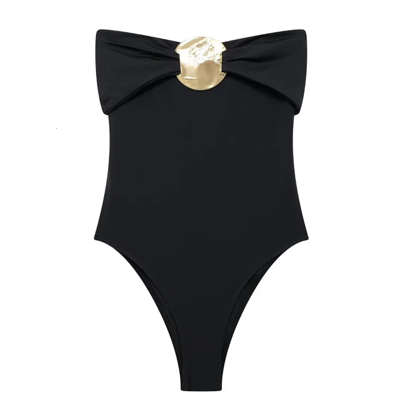TRAF Sexy Body Woman Off Shoulder Black Bodysuit Women Strapless Bodycon Corset Backless Brown Beach Swimsuit 250211