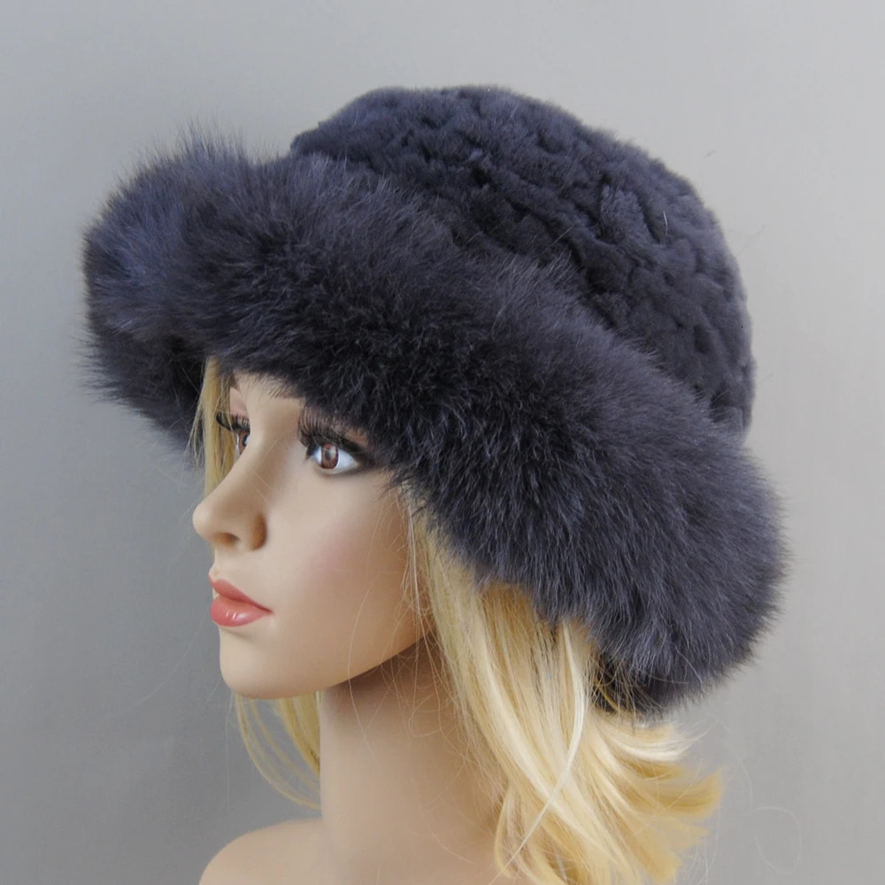 Womens Winter Hat Genuine Rex Rabbit Fur Bomber Hat Womens Winter Fox Fur Hat Beanies Warm Soft Fluffy Natural Fur Hat 250109