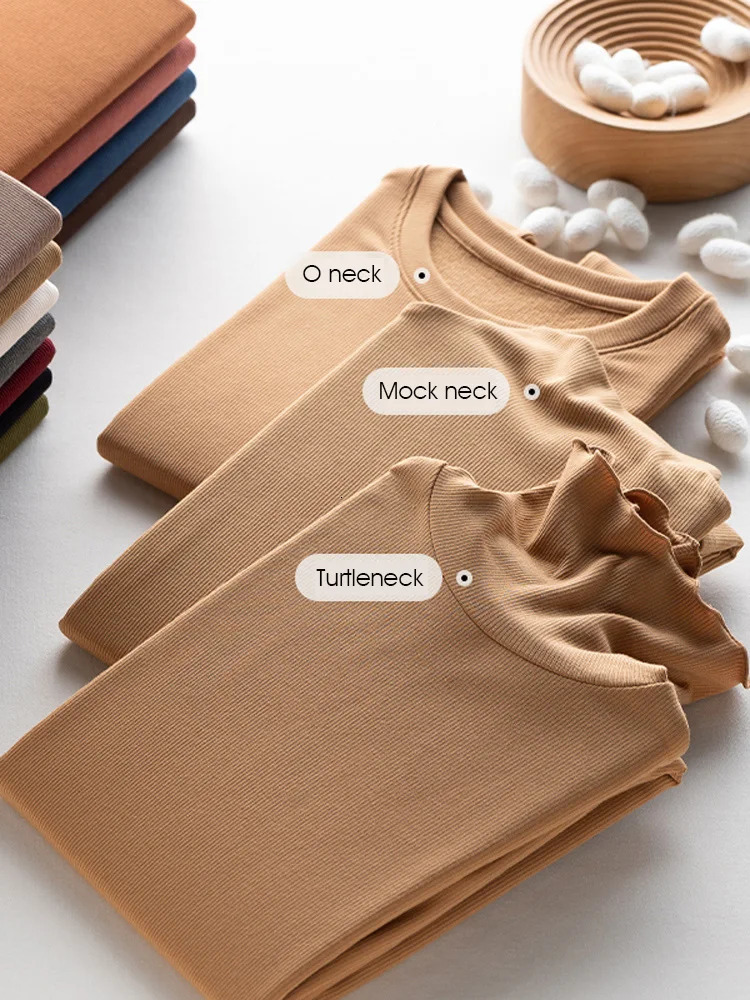 SuyaDream Women Bottoming T Shirt Silk Viscose Blend Long Sleeves Solid Basic Thermal Autumn Winter Top 250211