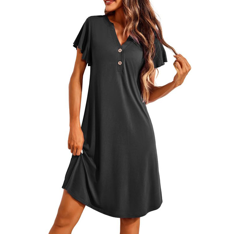X144-Spring and summer European and American ladies' home clothes nightdress modal short-sleeved foreign trade home pajamas dress