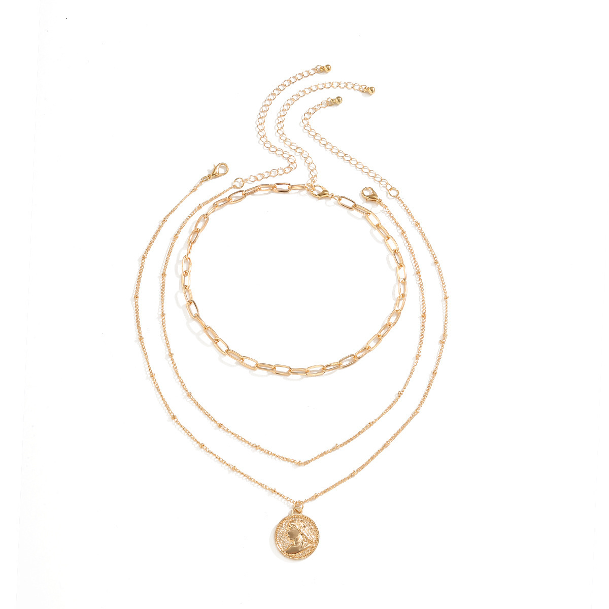 designer Creative Accessories Punk Portrait Chain Necklace Women's Simple Alloy Set Metal fashion Jewelry