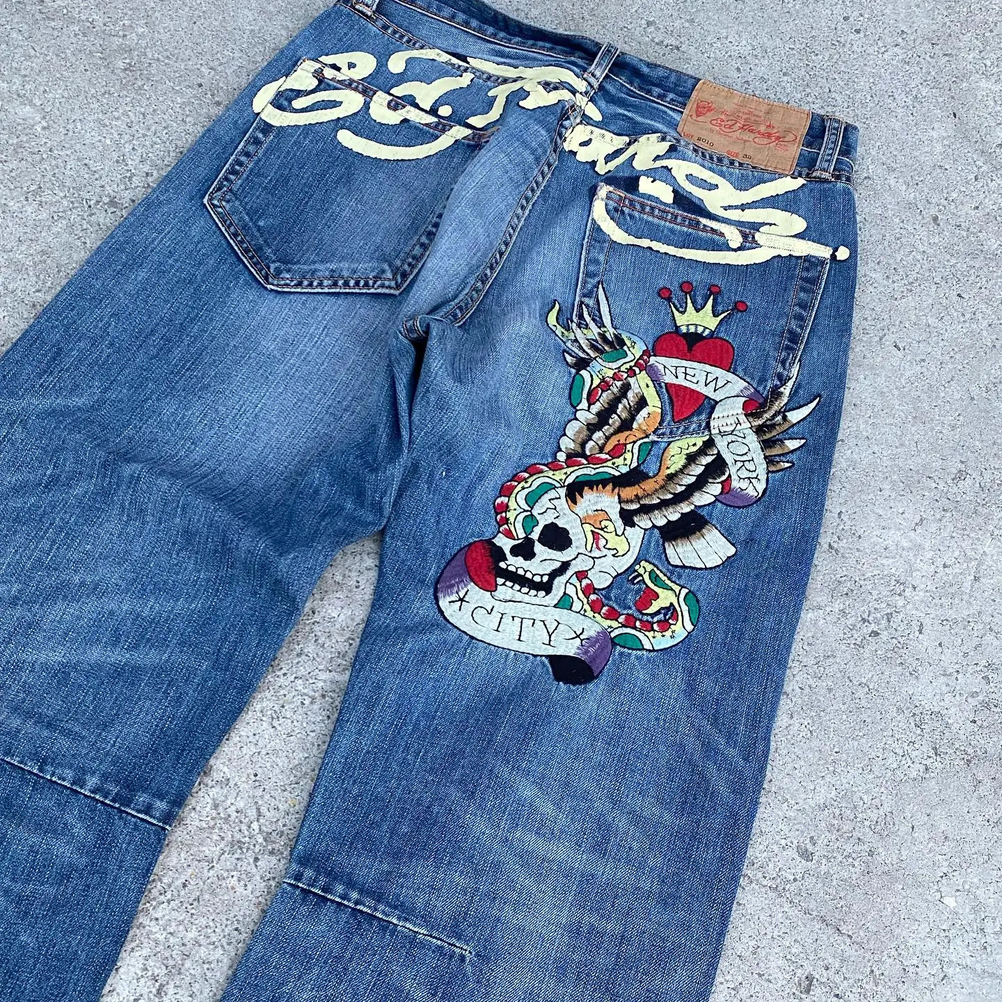Gothic Hip Hop Skull Embroidery Jeans for Men Casual Y2k High Waist Wide Leg Baggy Jeans Retro Straight Denim Pants Streetwear 250210