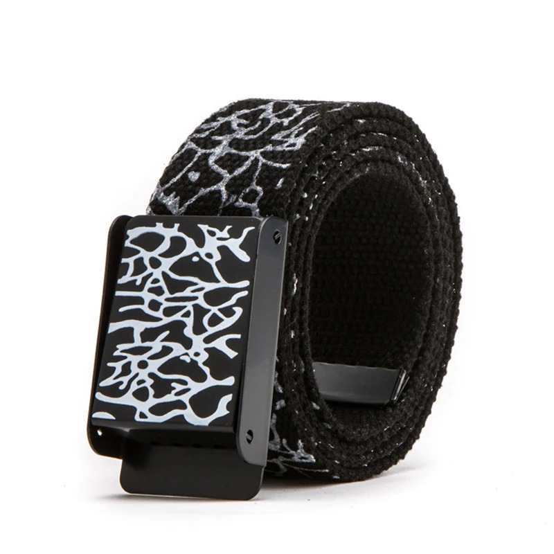 Fashion Pop Print Street Dance Graffiti Casual Mens and Womens Clothes Couple Canvas Belt 250114