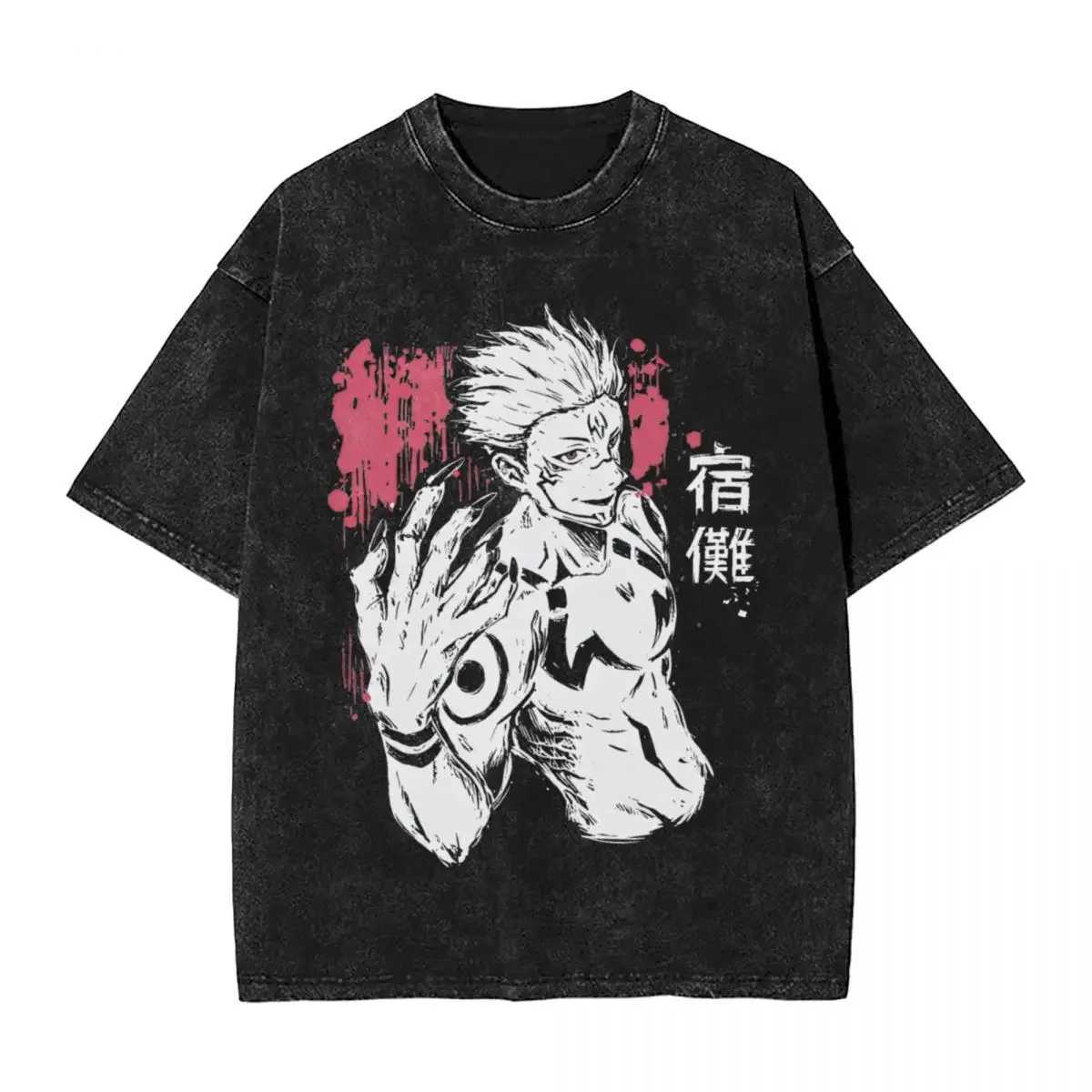 Anime Jujutsu Kaisen Gojo Satoru T Shirts Washed Men Women Cotton Harajuku T-Shirts Ryomen Skirts Retro for Men Women Tops Ts X250213