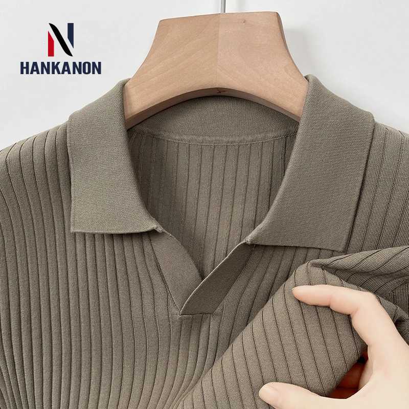 Mulberry Silk Mens Short-Sleeved Shirt Slim Fit Summer Business Gentleman Mens Polo Shirt in 2024 High-End Knitwear X250213
