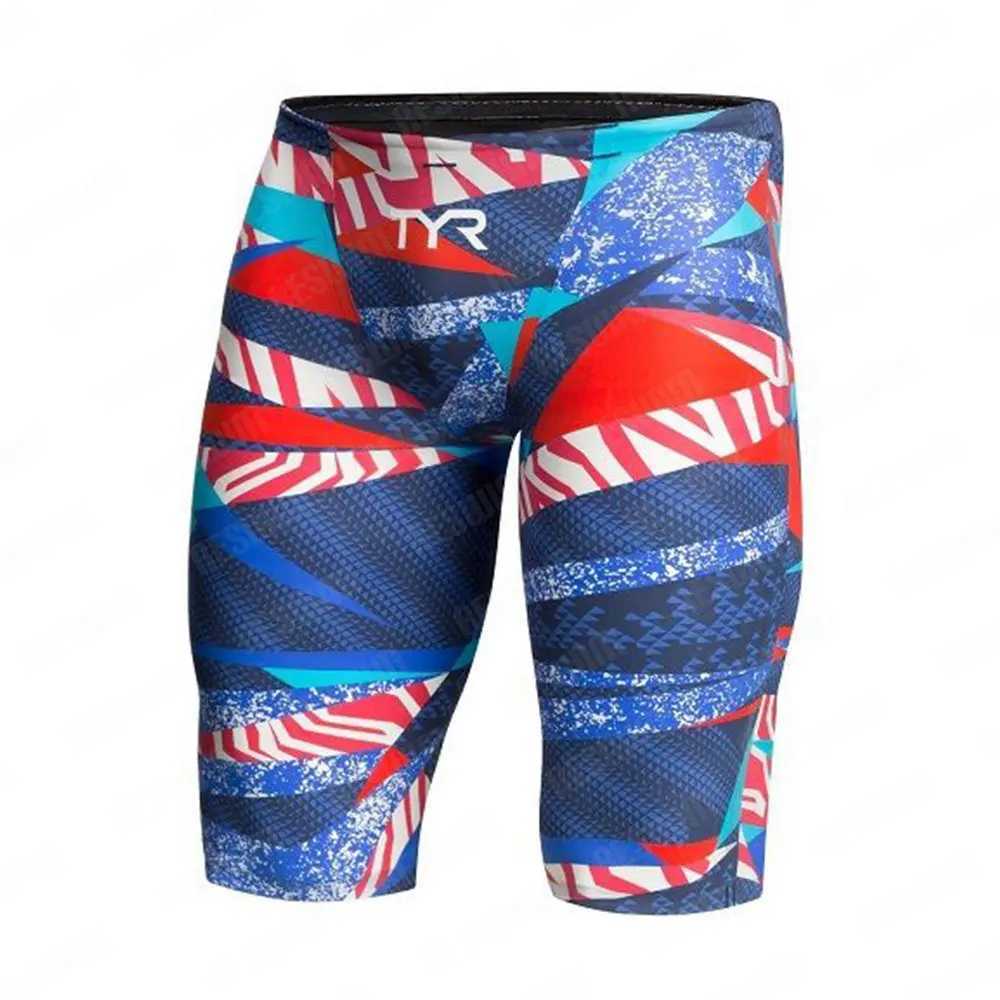 Summer Mens Swim Jammer Swimsuit Print Tights Swimming Trunks GYM Training Pants Quick Dry Diving Beach Surfing Shorts X Z260313