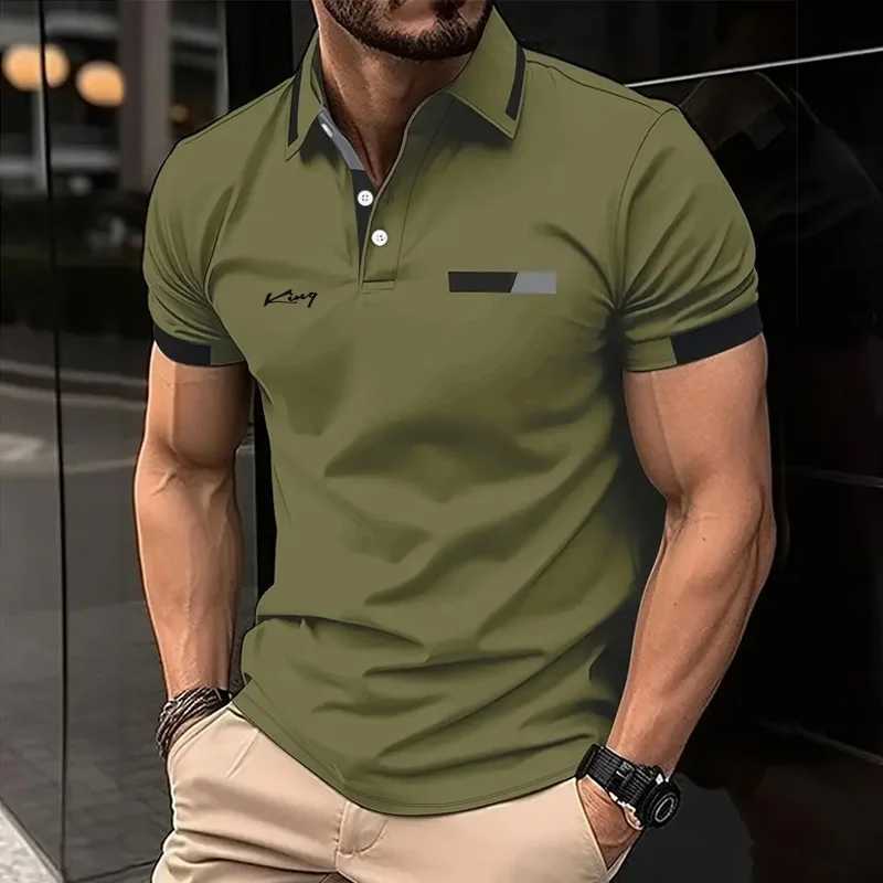 Color Block Mens Striped Short Sleeve Lapel Polo Shirt For Summer Outdoor Mens Clothing X250213