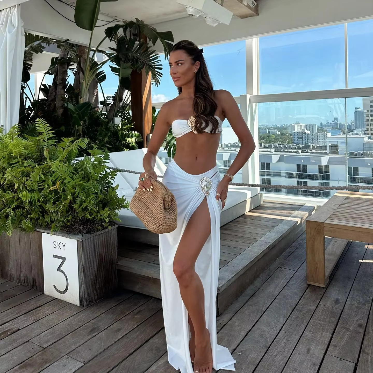 2025 Bandage Swimsuit High Waist Swimwear For Women Brazilian Bikini 3 Pics Bathing Suits Summer Female