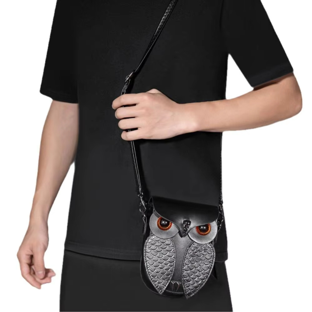 Unisex Owl S One Steampunk Cos Punk Style Single Shoulder Crossbody Snake Skin Pattern Hand-Held Bag