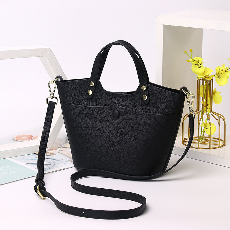 Bag Light Luxury Women's Genuine Leather Bucket Bag, High-End Feel, Large Capacity, Can Be Slung Diagonally, Handbag, Niche Daily Matching Bag